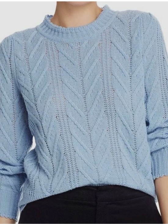 Joie Sweaters - Joie Pale Blue Cable Knit Crewneck Sweater